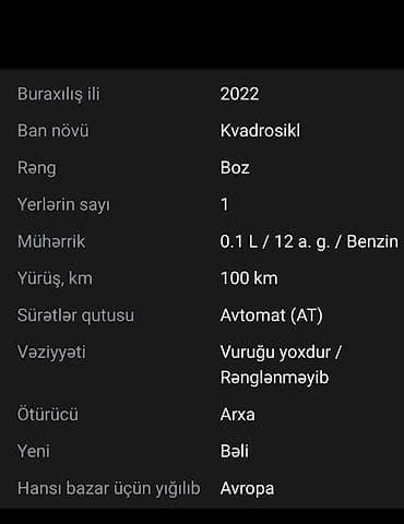 sesbogucu: Kvadosikl (ATV) - Buraxılış ili: 2022 - Ban növü: Kvadosikl - Rəng — 4
