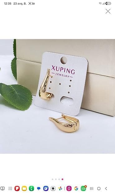 damla sırğa: Xuping Jewelry sırğaları - Model: damla formalı, zərif minimalist — 2