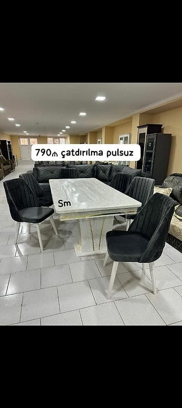 acılan stul: Qonaq otağı üçün, Yeni, Açılmayan, Dördbucaq masa, 6 stul — 1