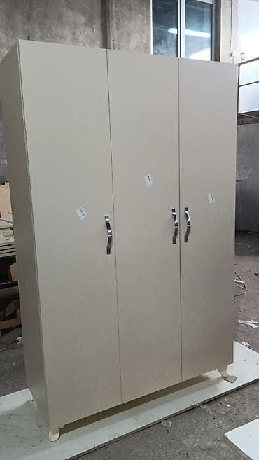 3 qapılı, Bej, Taxta, Açılan, Düz dolab