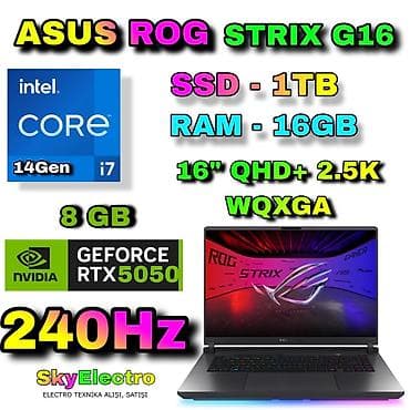 notebook hp: Yeni ASUS ROG, 16 ", Intel Core i7, 1 TB, Rayonlara çatdırılma, Ünvandan götürmə, Pulsuz çatdırılma — 1