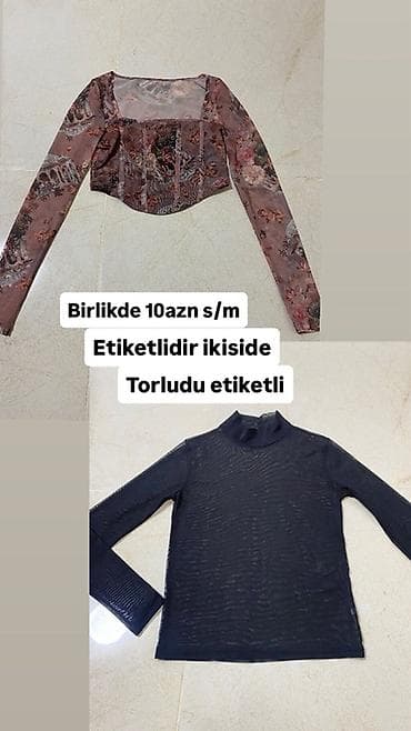 İki ədəd qadın bluzu dəst şəklində. - Ölçü: S/M - Qeyd: Hər ikisi