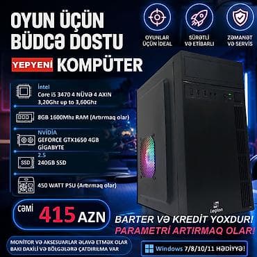 ŞOK ENDİRİM!!! QAÇIRMAYIN!!! ⭐Tək Sistem Bloku 415 AZN ⭐KOMPLEKT CƏMİ