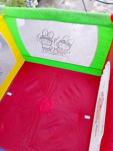 Manejlər: Uşaq oyun manesi / playpen - Rəngarəng dizayn: qırmızı-yaşıl-göy-sarı — 5