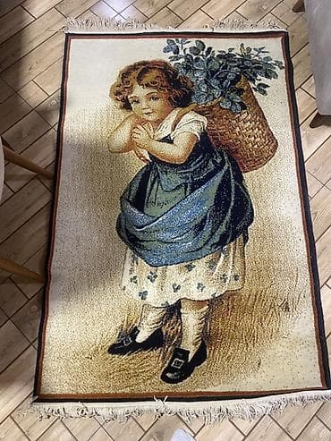 Uzunlugu 1.50 Eni 1 m Dekorativ xalça – vintage üslublu təsvir -