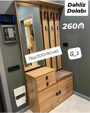 Dəhliz Dolabı – G_1 Ölçü: 200 × 90 × 40 sm Qiymət: 260₼ — 1