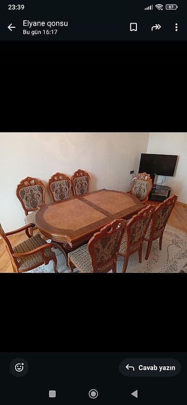 kristal yem: Qonaq otağı üçün, Açılmayan, Oval masa, 8 stul — 1