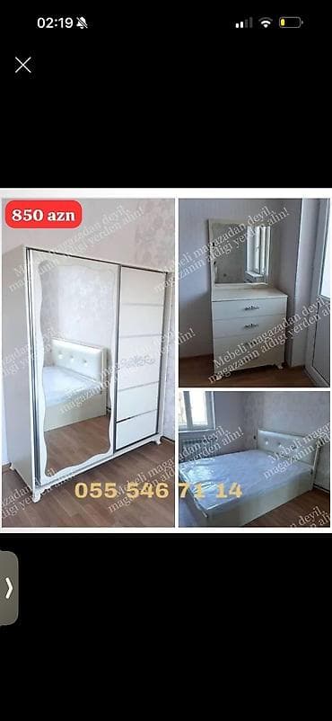 yatağa desti: İkinəfərlik çarpayı, Dolab, Termo, 2 tumba, Yeni — 6