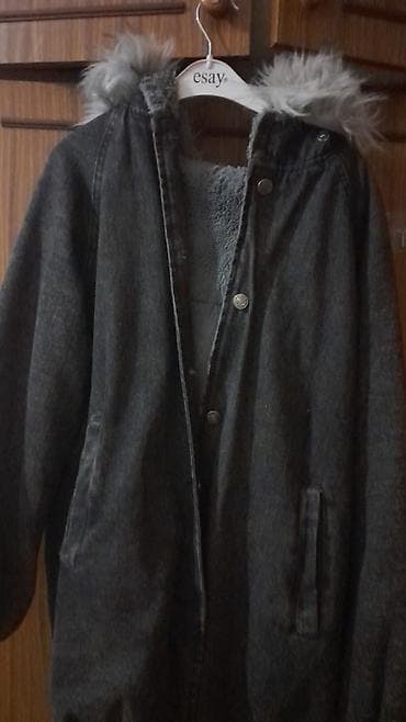 Qadınlar üçün qışlıq denim parka - Rəng: tünd boz (kömür boz) - — 2