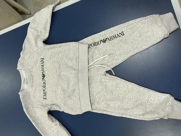 Uşaq idman dəsti – boz rəngli sweatshirt və şalvar - Üst: dairəvi