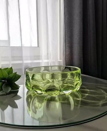 qab qazan: Konfet və meyvə qabı. Rəngli şüşə, 60-70-ci illər, 17 sm, ideal — 3