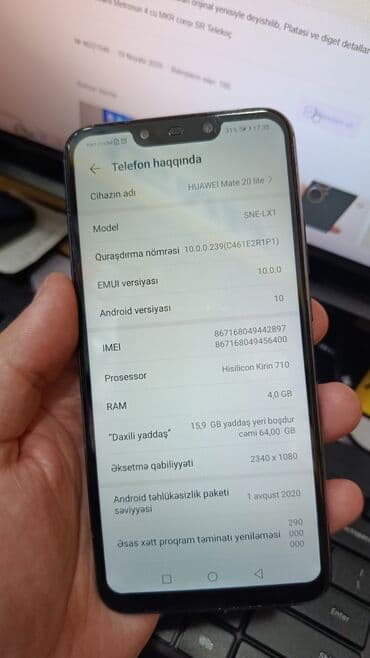 телефон fly bl4201: Huawei Mate 20 Lite, 64 ГБ, цвет - Голубой, Сенсорный, Отпечаток пальца, Две SIM карты — 2