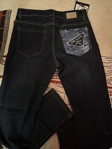 balonka kurtkalar instagram: Prada kişi cins şalvarı - Model: tünd mavi (indigo) denim, klassik 5 — 3