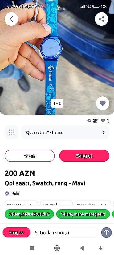saat satişi: Yeni, Qol saatı, Swatch, rəng - Göy — 5