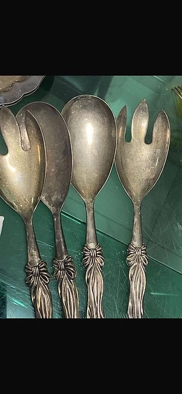 Antiq salat qaşıqları dəsti - 4 ədəd iri servis qaşığı: 2 ədəd