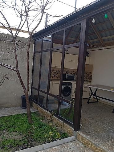 besedkalar dizayni: Həyət evi üçün şüşəbənd/veranda konstruksiyası - Material: möhkəm — 2