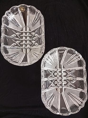kul qabı: Kəsmə naxışlı şüşə qablar – 2 ədəd dəst - Material: qalın, şəffaf — 4