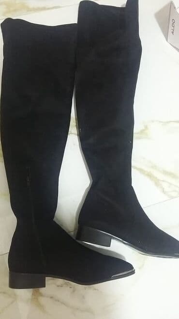 rezin çəkmələr: ALDO qadın çəkmələri – dizüstü, qara rəng - Model: uzun borulu — 1