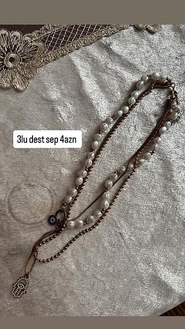Bəzək boyunbağılar dəsti - Ürək kolyəsi: nazik zəncir, iki asqı – — 5