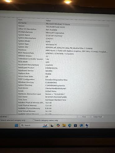 hp notebook: Satılır: Lenovo IdeaPad Slim 3 15AMN8 (Model 82XQ). Noutbuk tam işlək — 7