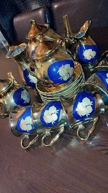 qaz paneli: Çay dəsti, rəng - Qızılı, Kobalt — 5