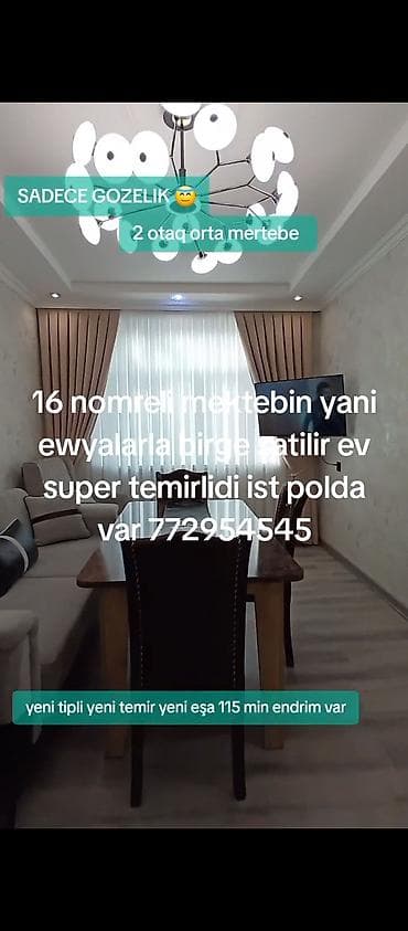 mingəcevirdə ev elanları: Mingəçevir, 2 otaqlı, Köhnə tikili, 40 kv. m — 4