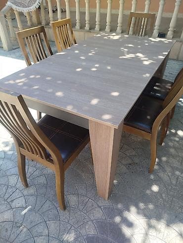 Qonaq otağı üçün, Yeni, Açılmayan, Dördbucaq masa, 6 stul — 2