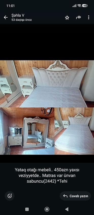 Ev üçün mebel: 077 613 12 74 Yataq otağı dəsti - Klassik dizaynlı, krem rəng — 1