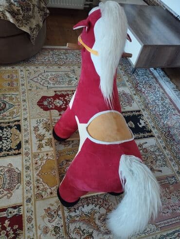 ucuz tul: Uşaq yelləncək atı - Material: yumşaq plyuş korpus, taxta yelləncək — 1