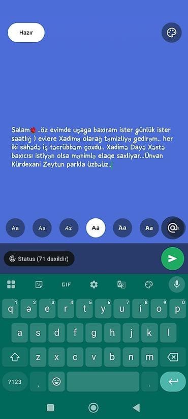 tamada: Uşaq baxımı və ev təmizliyi xidməti - Öz evimdə uşaq baxımı: gündəlik — 1