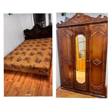 islenmis yataq: ‼️Tecili satilir‼️ Yataq desti, dolab ve taxt 120 azn Taxtin ustu — 1