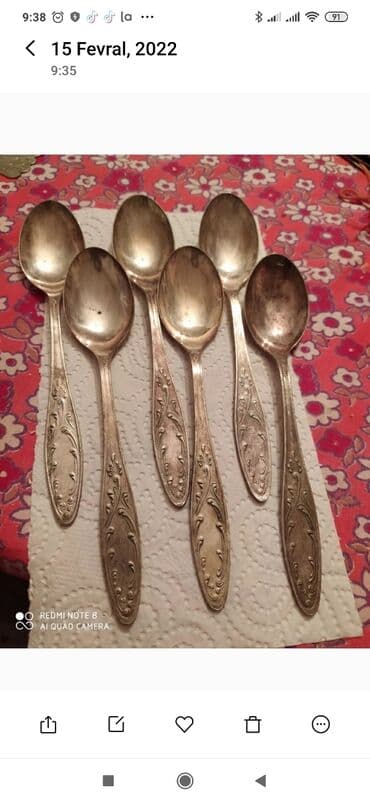 Əntiq vazalar: Mexior çay, desert qaşıq,vilka, limon vilkası, kofe qaşiqi və — 1