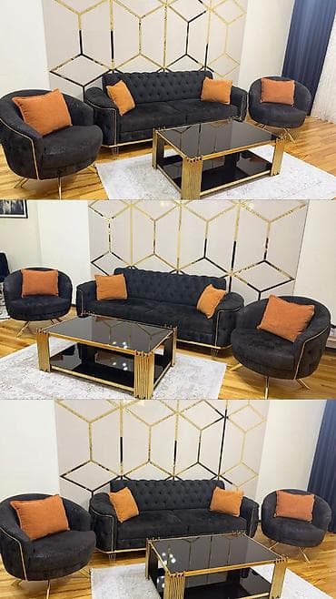 tom xrustal qablar: İşlənmiş, Divan, 2 kreslo, Bazalı, Açılan — 1