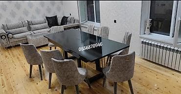 Qonaq otağı üçün, Yeni, Açılmayan, Dördbucaq masa, 6 stul — 2