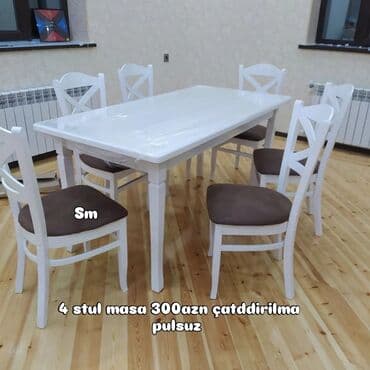 stol stul sumqayıt: Mətbəx üçün, Yeni, Açılmayan, Dördbucaq masa, 4 stul — 2
