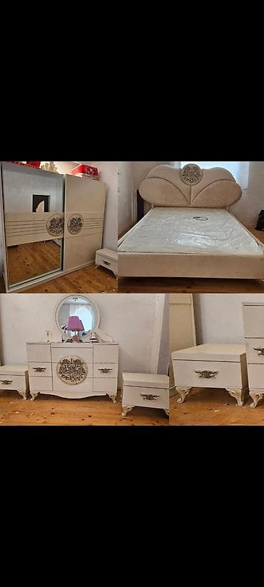 Двуспальная кровать, Комод, Трюмо, Тумба, Б/у