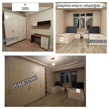 спальная мебель в баку: Двуспальная кровать, Шкаф, Трюмо, 2 тумбы, Азербайджан, Новый — 5