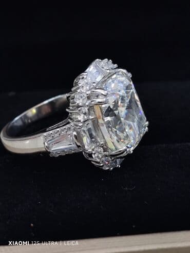 zümrüd qaşlı üzüklər: Üzük, Gümüş, 925 Əyar — 5