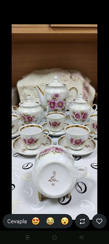 Çay dəsti, rəng - Ağ, Farfor — 1
