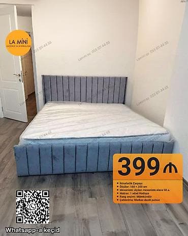 İkinəfərlik çarpayı, Bazalı, Matras ilə, Siyirməsiz