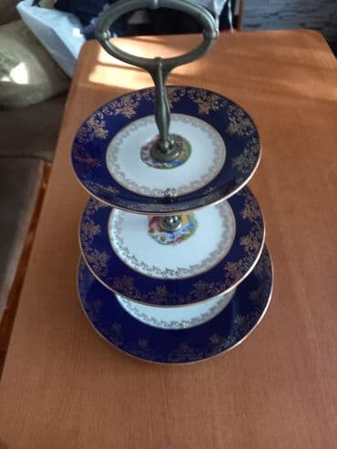 gozel tort şekilleri: Tort və şiriniyyat qabı, rəng - Göy, Farfor — 1