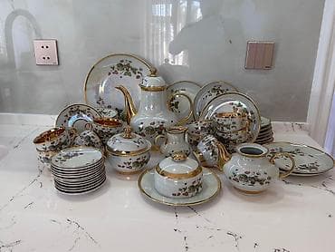 Çay dəsti, rəng - Qızılı, Farfor — 1