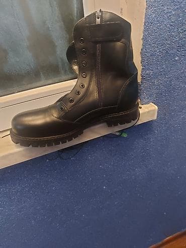 Dəri hərbi/taktiki çəkmə - Material: qalın, hamar qara təbii dəri -