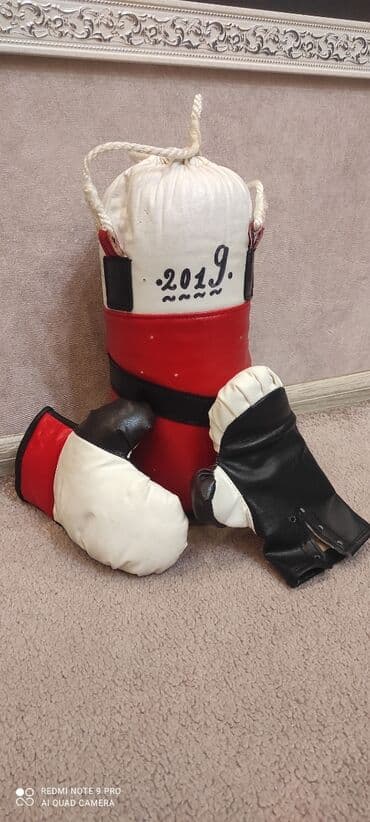детские вратарские перчатки: Uşaq üçün boks dəsti - Komplekt: asılqan iplə boks kisəsi və cüt uşaq — 1