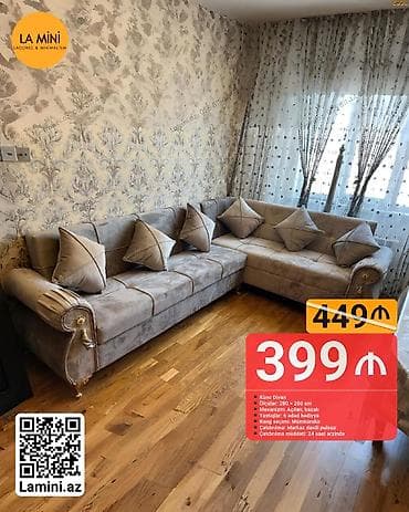 divan ustu ortuk: Künc divan, Açılan, Bazalı, Parça, Şəhərdaxili pulsuz çatdırılma — 1