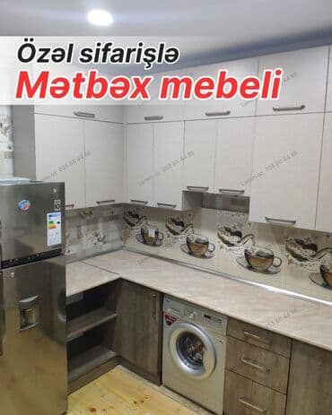 metbex şkafı: Özəl sifarişlə hazırlanmış mətbəx mebeli - L‑şəkilli planlama: iş — 1