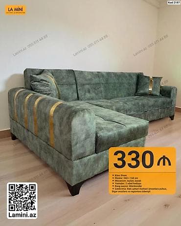 Künc divan – Kod: 2197 - Ölçülər: 260 × 160 sm - Mexanizm: açılan — 1