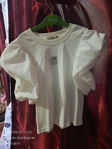 Ağ rəngli qız uşaq köynəyi (Daneland). - Model: qısa qollu, iri — 1