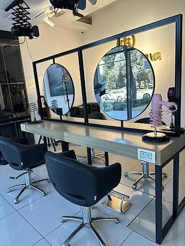 resepsion stol: Salon üçün modul mebel və vitrin dəsti - Rəng: qara (mat), iş səthi — 5