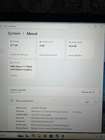 iphone 11 pro ekran: MSI Bravo 15 C7VF noutbuk - Prosesor: AMD Ryzen 7 7735HS with Radeon — 3